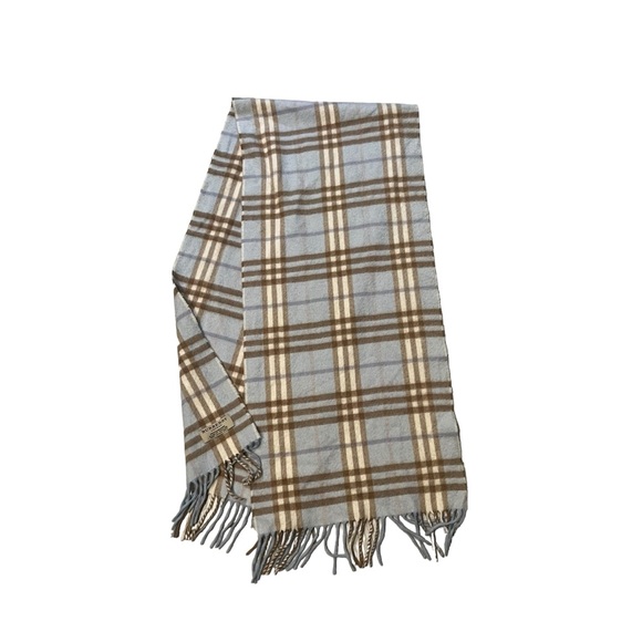 Burberry London Baby Blue Nova Check 100% Cashmere Scarf - Picture 11 of 13